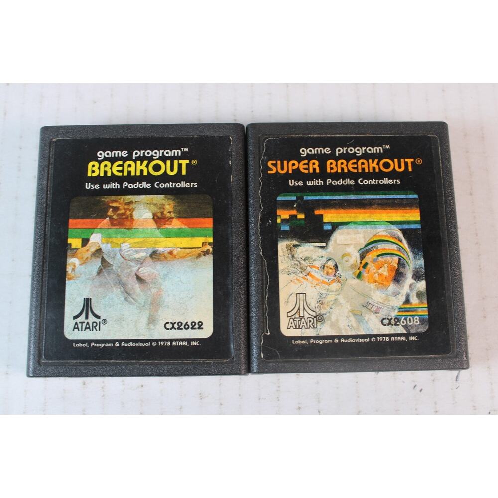 Breakout & Super Breakout (Atari 2600, 1982) *CARTRIDGE ONLY*TESTED*Set/Lot 2
